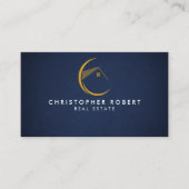 Minimalistisch Navy Blue Real Estate Visitekaartje (Voorkant)