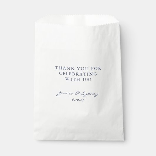 Minimalistisch Navy Blue Script Custom Dank u Bedankzakje (Voorkant)