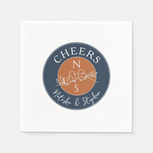 Minimalistisch Navy Blue Trouwen Servet (Voorkant)