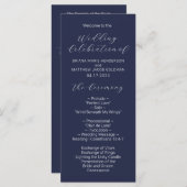 Minimalistisch Navy Blue Wedding Program voor Mana Programmakaart (Voorkant / Achterkant)