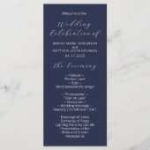 Minimalistisch Navy Blue Wedding Program voor Mana Programmakaart (Voorkant)
