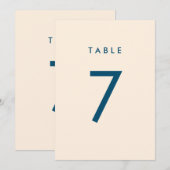 Minimalistisch Navy & Ecru Tafelnummer Kaart (Voorkant / Achterkant)