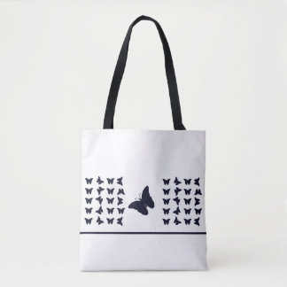 Minimalistisch Navy en Witte Vlinderontwerp Tote Bag