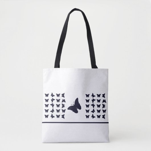 Minimalistisch Navy en Witte Vlinderontwerp Tote Bag (Voorkant)