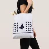 Minimalistisch Navy en Witte Vlinderontwerp Tote Bag (Dichtbij)