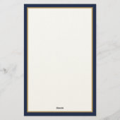 Minimalistisch Navyblauw en Goud Monogram Briefpapier (Achterkant)