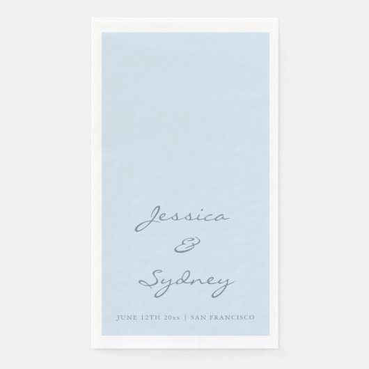 Minimalistisch Navyblauw Script Trouwdag Custom Servet (Voorkant)