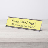 Minimalistisch: "Neem alsjeblieft een stoel!" Bureau Naambordje (Voorkant)