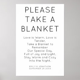 Minimalistisch Neem Een Deken Huwelijksbord Poster