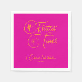 Minimalistisch Neon Pink Simple Girl Fairy Birthda Servet