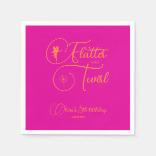 Minimalistisch Neon Pink Simple Girl Fairy Birthda Servet