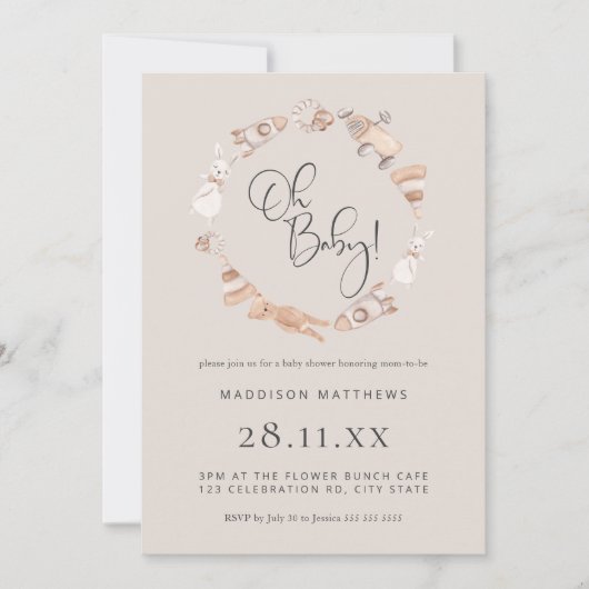 Minimalistisch neutraal Baby shower Invita Kaart (Voorkant)