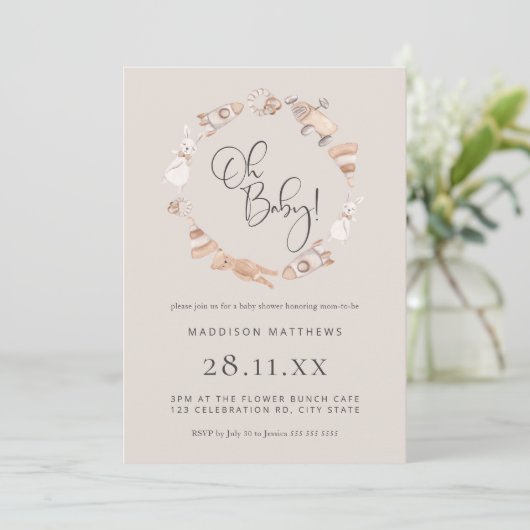 Minimalistisch neutraal Baby shower Invita Kaart (Staand voorkant)