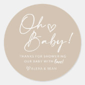 Minimalistisch neutraal Baby shower voor Stickers (Voorkant)