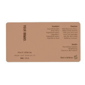 Minimalistisch neutraal beige 2 oz druppelaar fles etiket (Voorkant)