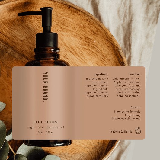 Minimalistisch neutraal beige 2 oz druppelaar fles etiket