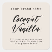 Minimalistisch neutraal eenvoudig verpakkingskaars vierkante sticker (Voorkant)