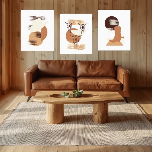 Minimalistisch neutraal gekleurde Cowboy Pet Canva Canvas Afdruk