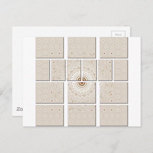 Minimalistisch neutraal geometrisch beige toonontw briefkaart (Voorkant / Achterkant)