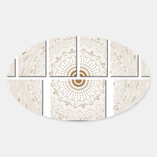 Minimalistisch neutraal geometrisch beige toonontw ovale sticker (Voorkant)