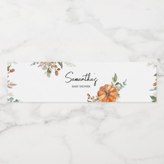 Minimalistisch neutraal pompoen Baby shower Waterfles Etiket (Enkel label)