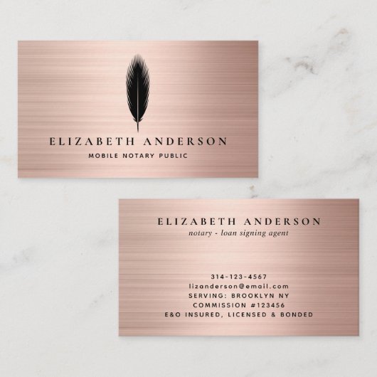 Minimalistisch neutraal publiek Roos Gold geborste Visitekaartje (Voorkant / Achterkant)