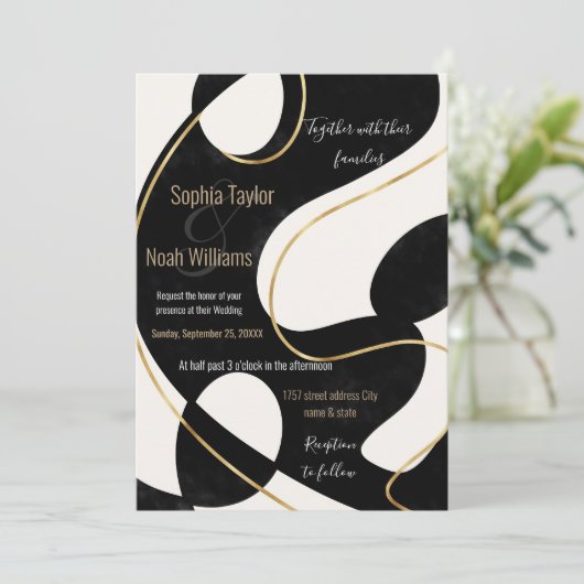 Minimalistisch neutraal zwart Gold Abstract schild (Staand voorkant)