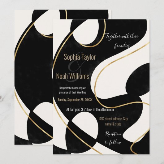 Minimalistisch neutraal zwart Gold Abstract schild (Voorkant / Achterkant)