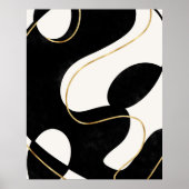 Minimalistisch neutraal zwart Gold Abstract schild Poster (Voorkant)