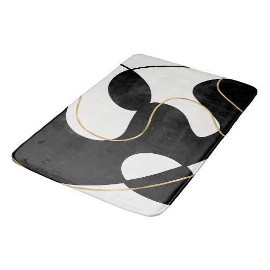 Minimalistisch Neutral Zwart Goud Abstract Badmat (Gekanteld)