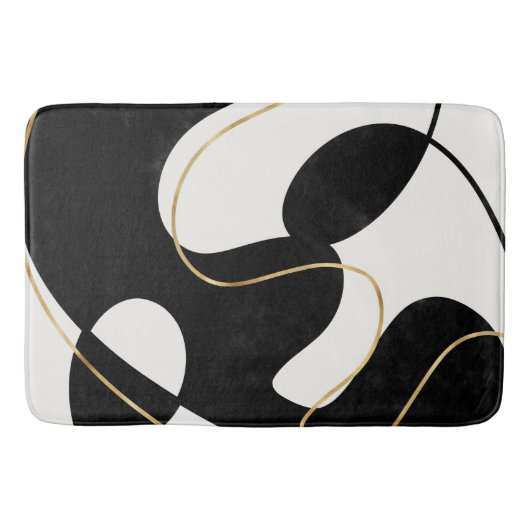 Minimalistisch Neutral Zwart Goud Abstract Badmat (Voorkant)