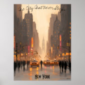 Minimalistisch New York Skyline Poster – Zachte To (Voorkant)
