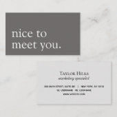 Minimalistisch Nice om u te ontmoeten Greeting Gre Visitekaartje (Voorkant / Achterkant)
