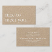 Minimalistisch Nice om u te ontmoeten Greeting Kra Visitekaartje (Voorkant / Achterkant)