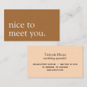Minimalistisch Nice om u te ontmoeten Groet Brown Visitekaartje (Voorkant / Achterkant)