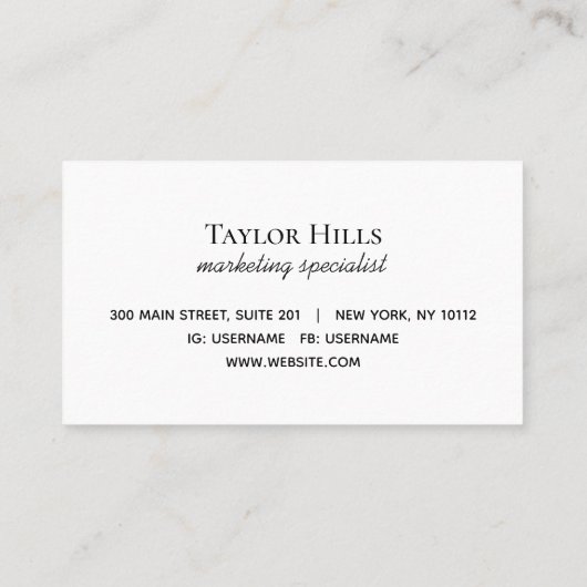 Minimalistisch Nice om u te ontmoeten Groet Monoch Visitekaartje (Achterkant)