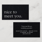 Minimalistisch Nice om u te ontmoeten Zwarte Kraft Visitekaartje (Voorkant / Achterkant)
