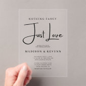 Minimalistisch Niets Fancy Alleen Liefde Trouwen Acryl Uitnodigingen (Insitu (Draagbaar))