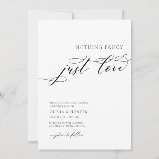 Minimalistisch niets Fancy gewoon liefdeskalligraf Kaart (Voorkant)