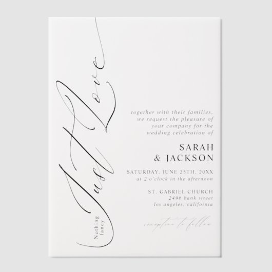 Minimalistisch niets Fancy, hou gewoon van moderne Vellum Uitnodigingen (Voorkant)