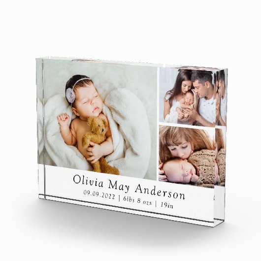 Minimalistisch nieuw baby 3 foto collage blok (Rechts)