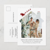 Minimalistisch Nieuw Home Foto Rood Santa Sleigh B Feestdagenkaart (Voorkant / Achterkant)