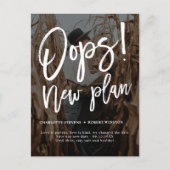 Minimalistisch nieuw plan trouwfoto verandert de d aankondigingskaart (Voorkant)