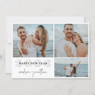 Minimalistisch nieuwjaar met meerdere foto's feestdagenkaart