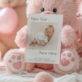 Minimalistisch Nieuwjaar Nieuw hier Foto Geboorte Aankondiging