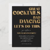 Minimalistisch Nieuwjaar Zwart en Goud Kaart (Voorkant)