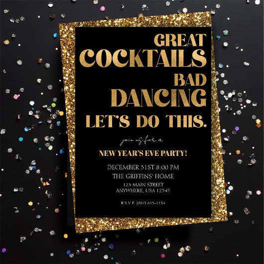 Minimalistisch Nieuwjaar Zwart en Goud Kaart