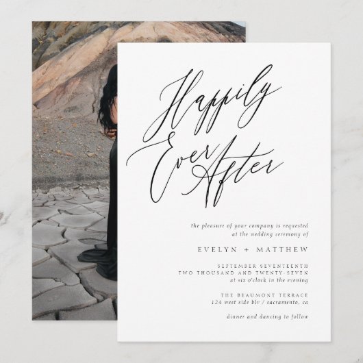 Minimalistisch, nog lang en gelukkig na een bruilo kaart (Voorkant / Achterkant)