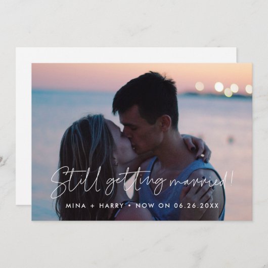 Minimalistisch nog steeds trouwen met huwelijksupd aankondiging (Voorkant / Achterkant)