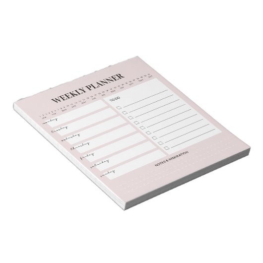 Minimalistisch Notitieblok van weekendplanner (Schuin)